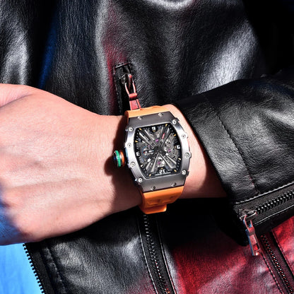 2026 Neue PAGANI DESIGN Herren-Quarzuhr VH65-Uhrwerk, Skeleton-Zifferblatt, 100M wasserdicht, sportliche rechteckige Uhr mit Saphirglas für Herren