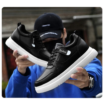 Big Size Lift Men Sneakers Elevator Shoes Heightening Height Increase Insole 7-8CM High Heels Shoes Genuine Leather Sport Shoes