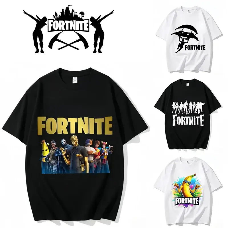 Fortnite Crew Neck T-Shirt Unisex Adult Game Dance Fashion New Pure Cotton Short Sleeve Tops Perfect for Casual Wear Vacations
