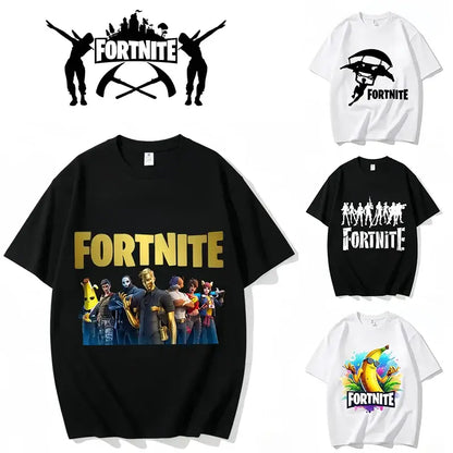 Fortnite Crew Neck T-Shirt Unisex Adult Game Dance Fashion New Pure Cotton Short Sleeve Tops Perfect for Casual Wear Vacations