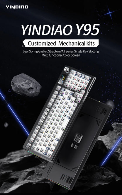 YINDIAO Y95 Keyboard Kit Hotswap TFT Screen Full RGB Backlit 2.4GHz Bluetooth Wireless Custom DIY Mechanical Keyboard