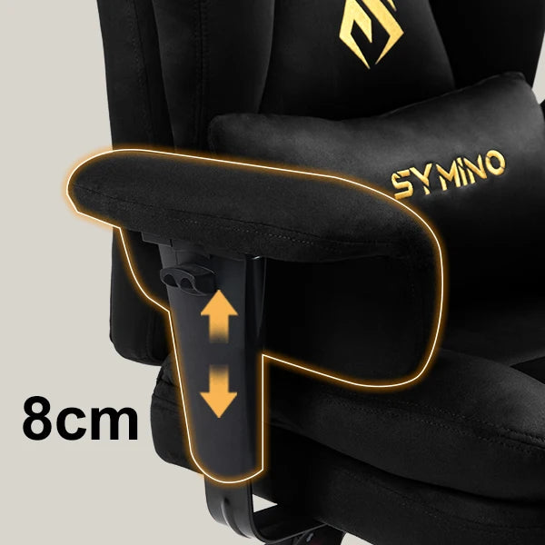 Symino Gaming Chair Faux Suede Office Chair with Footstool, Ergonomic Height Adjustable Swivel Chair, Comfortable Executive Chair for Gaming & Office