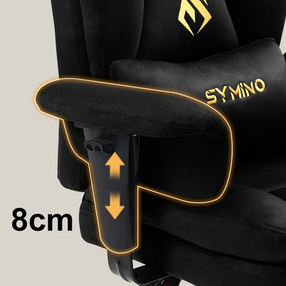 Symino Gaming Chair Faux Suede Office Chair with Footstool, Ergonomic Height Adjustable Swivel Chair, Comfortable Executive Chair for Gaming & Office