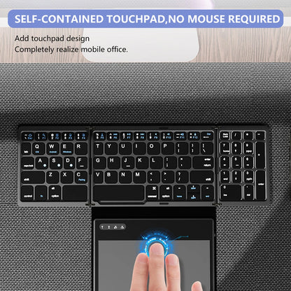 BOW Foldable Bluetooth Keyboard with Touchpad Pocket Folding Keyboard for Laptop Phone Tablet Wireless Rechargeable Keyboard
