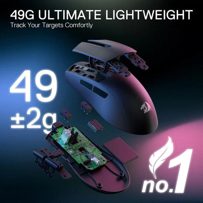 Redragon M916 STD 3-Mode Wireless Gaming Mouse, 49G Ultra-Light Gaming Mouse, 24K DPI Wireless Gaming Mouse, Ergonomic RGB Gaming Mouse for PC & Laptop