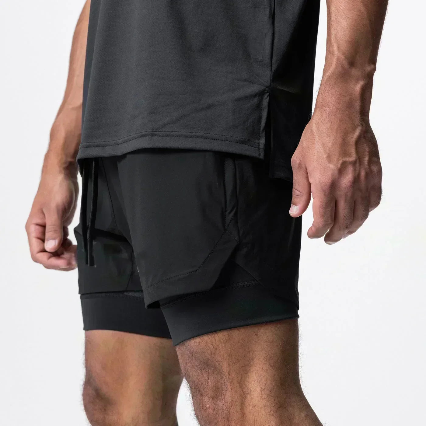 Dragon Ball Men's Double-layer Shorts Son Goku Summer Japanese Anime Fake Two-piece Sports Fitness Quick-drying Shorts, Produit gaming premium Fraquane, équipement gamer