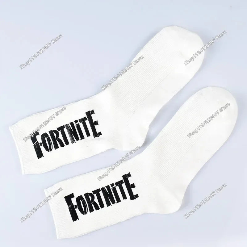 FORTNITE Sportsocken Sommer Schwarz Weiß Atmungsaktive Low-Cut-Socken No-Show Baumwolle Weiche Sport- und Freizeitsocken Kurz