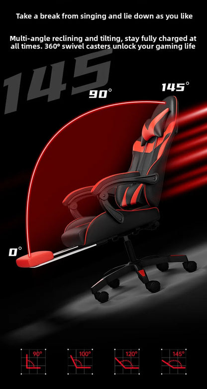 Cadeira Gaming Ergonómica para Secretária, Cadeira Gaming Reclinável para Escritório em Casa com Apoio Lombar para Sessões Prolongadas