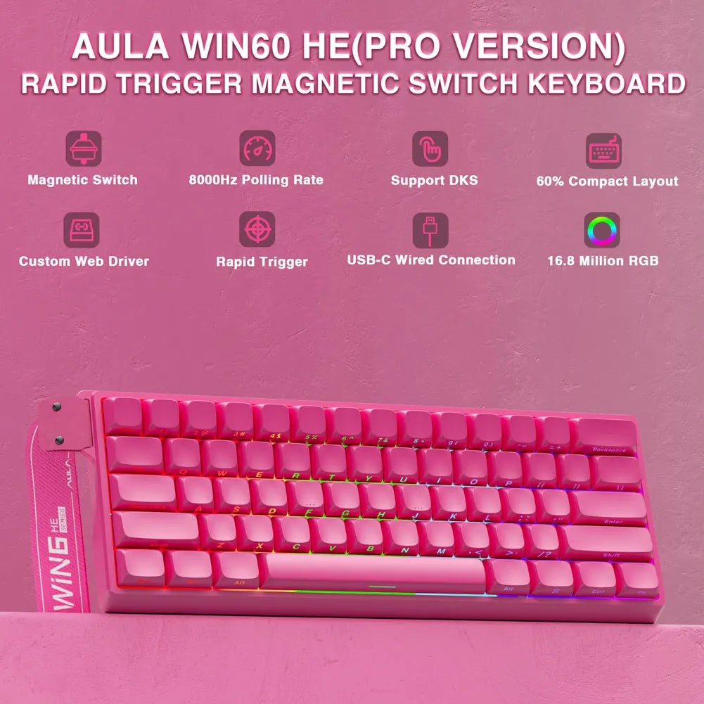 WIN60PRO Magnetic Switch Keyboard Rapid Trigger 8K Return RGB Hotswap 60% Layout Esports Gaming Keyboard