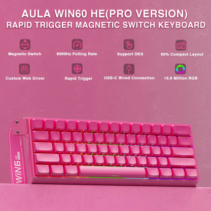 WIN60PRO Magnetic Switch Keyboard Rapid Trigger 8K Return RGB Hotswap 60% Layout Esports Gaming Keyboard