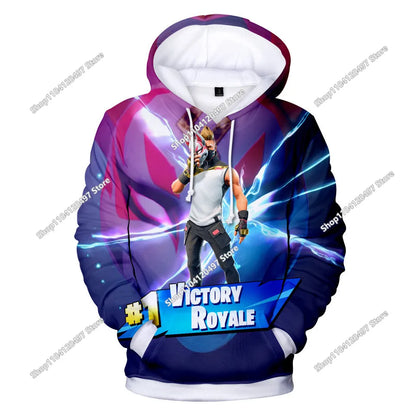 Children's Fortnite Hoodies Cartoon Casual Hooded Coat Autumn Men Soft Pocket Sweatshirts Male Loose Tops Long Sleeve Clothes
