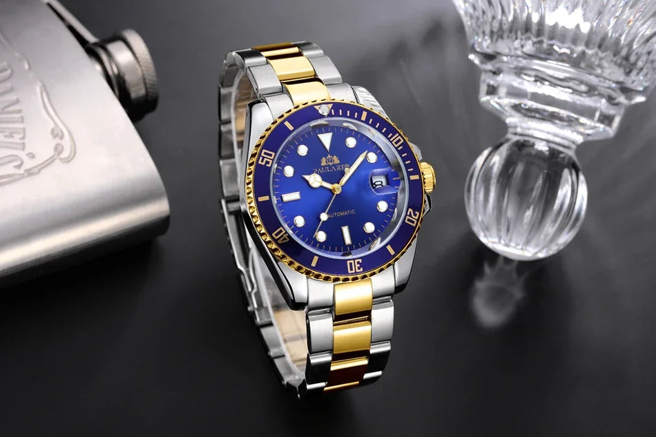 Automatic Men's Watch Mechanical Movement Stainless Steel Gold Silver Green Red Dial Date Strong Luminous Luxury Watches