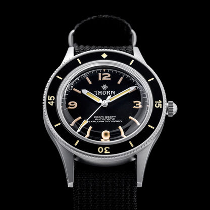 Thorn SHY033 Vintage 50-Fathoms Mechanical Watch NH35 Automatic Movement K9 Mineral Crystal 200m Waterproof Luminous Men Watch