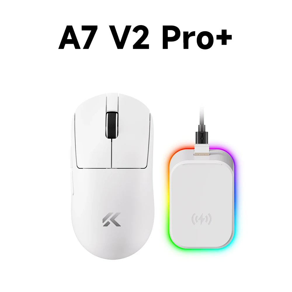 MCHOSE A7 V2 mouse da gaming wireless leggero, doppia frequenza di polling 8,000Hz, PAW3950 TI, mouse per gaming, eSport e ufficio
