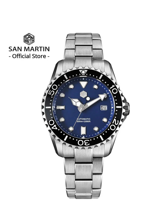 San Martin New 40mm Diver Watch YN55 Enamel Dial Classic Luxury Men Automatic Mechanical Watches Sapphire Waterproof 300m SN0009