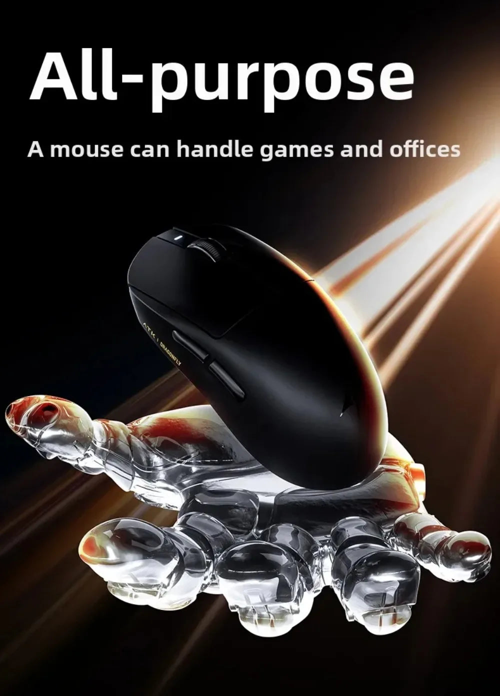 ATK Dragonfly A9 kabellose Bluetooth-Gaming-Maus, ergonomisches Design, schnelle Reaktion, PAW3950 Ultra, 800mAh, leicht, 8KHz, E-Sports