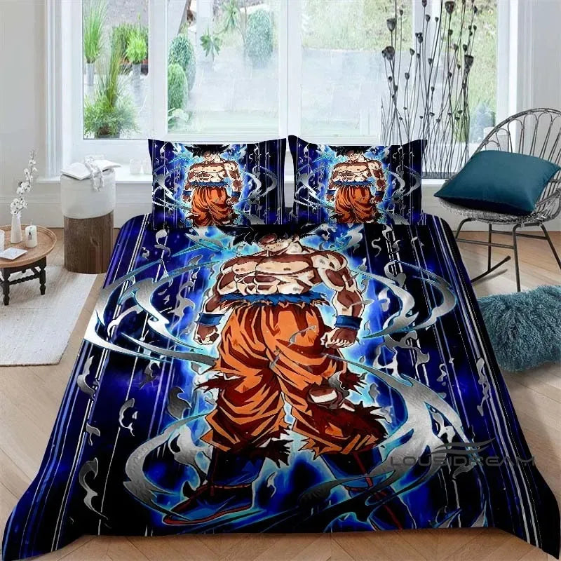 Ložní souprava s potiskem v motivu Cartoon/Anime Son Goku Dragon Ball: tato měkká a pohodlná sada obsahuje povlak na přikrývku a povlak na polštář