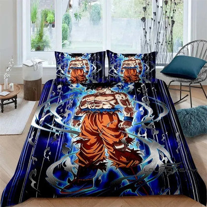 Ložní souprava s potiskem v motivu Cartoon/Anime Son Goku Dragon Ball: tato měkká a pohodlná sada obsahuje povlak na přikrývku a povlak na polštář