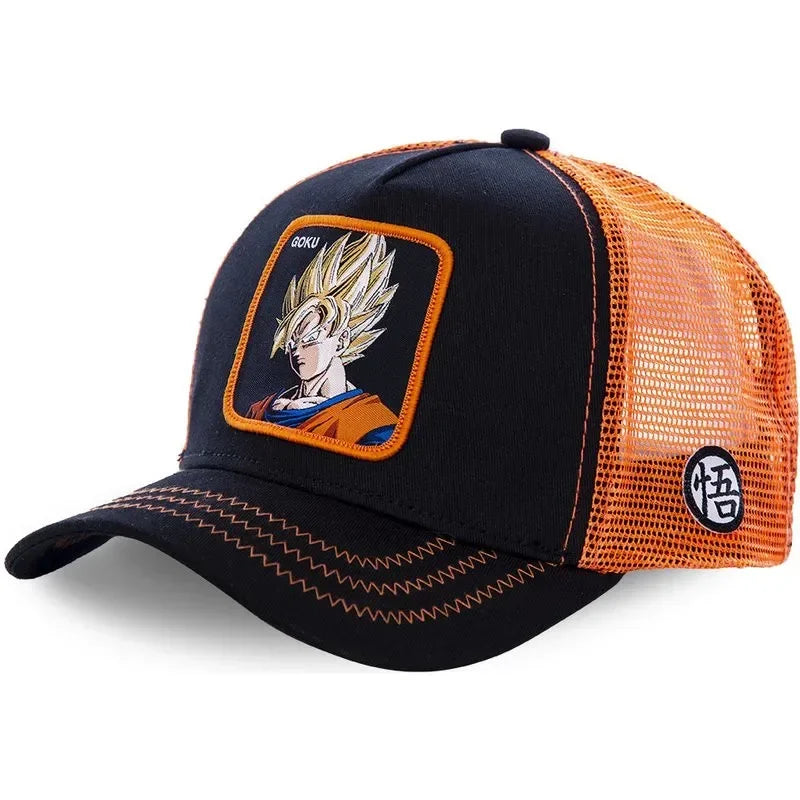 Dragon Ball Son Goku-baseballkasket til mænd, sommerkasket til rejser, broderet hiphop-solskærm, justerbar trucker-meshkasket