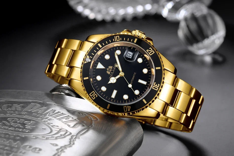 Automatic Men's Watch Mechanical Movement Stainless Steel Gold Silver Green Red Dial Date Strong Luminous Luxury Watches
