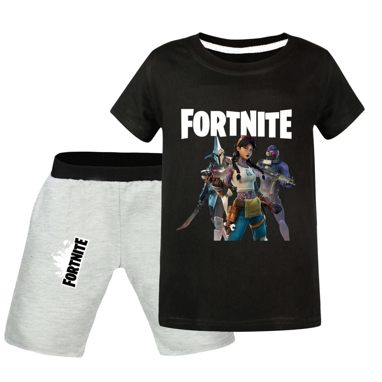 Fortnite Summer Kids Cartoon T-shirts Shorts Two-piece Set Baby Boys Tracksuit Girls Outfits 505