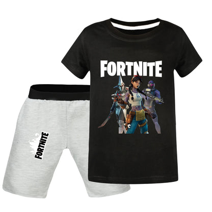 Fortnite Summer Kids Cartoon T-shirts Shorts Two-piece Set Baby Boys Tracksuit Girls Outfits 505