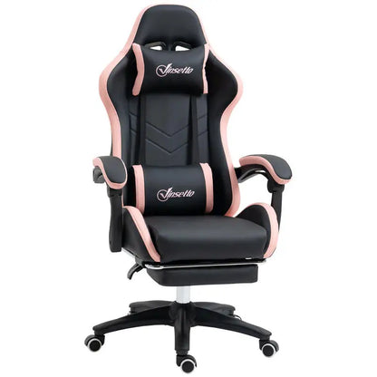 Adjustable Height Gaming Chair with Headrest, 65X65X121-129 Cm, Pink and Black