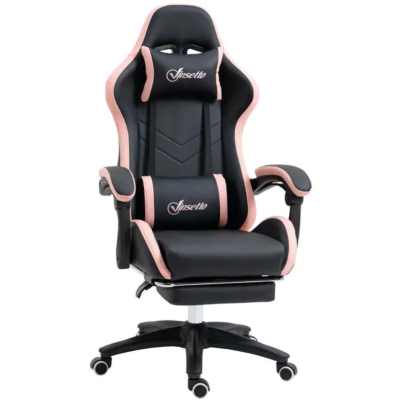 Adjustable Height Gaming Chair with Headrest, 65X65X121-129 Cm, Pink and Black