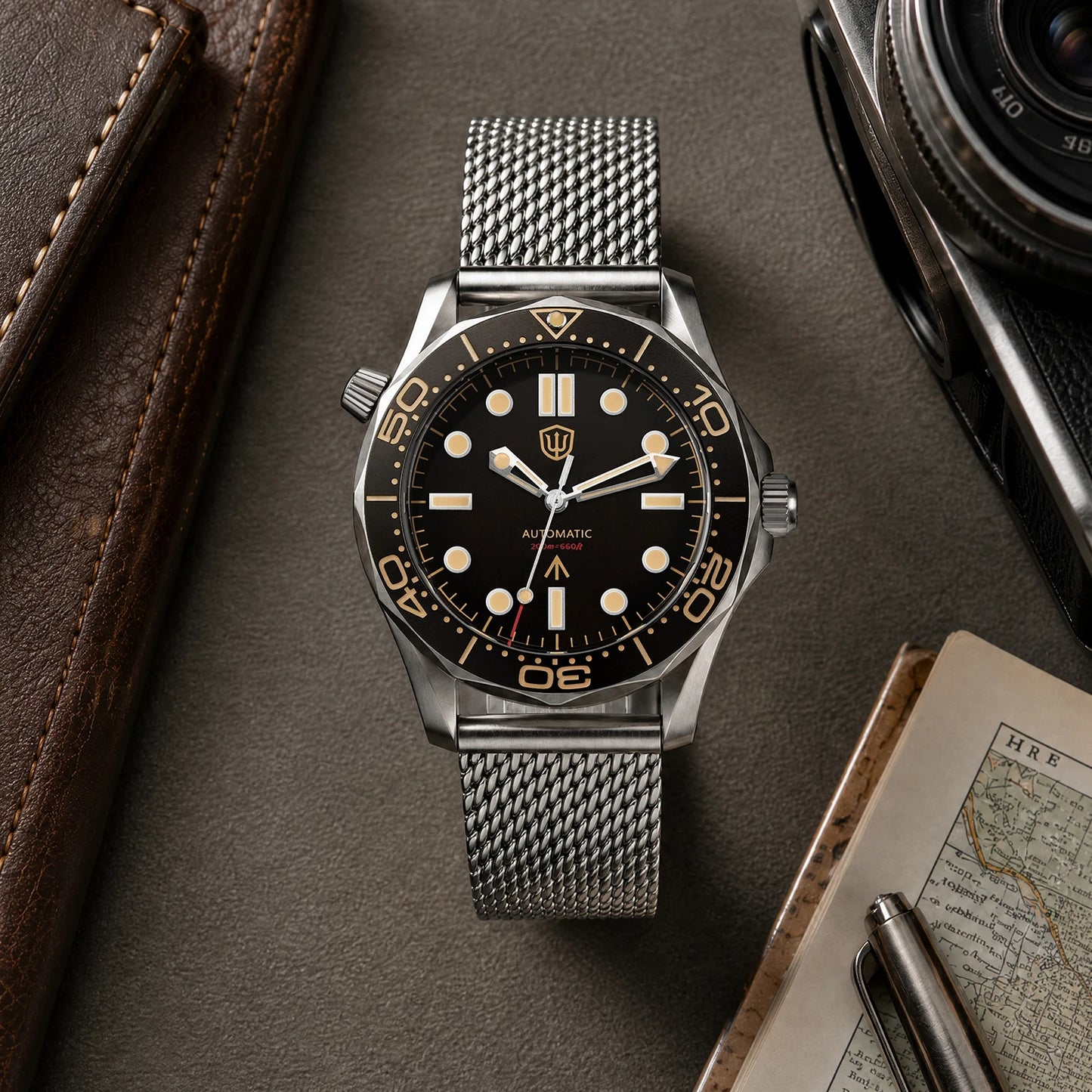 Watchdives WD007 V2 39mm Titanium Dive Watch PT5000 Automatic Movement Luminous 200m Waterproof Domed Bubble Sapphire Watches