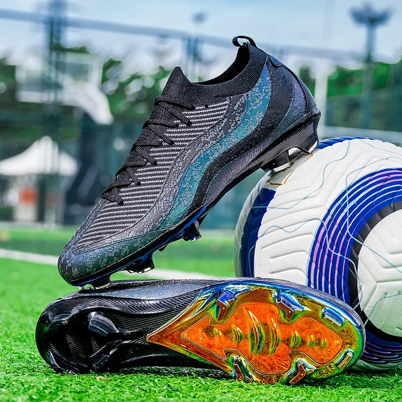 Chaussures de Football de sport pour hommes Fg/Ag, ongles longs, prairie artificielle pour adultes, chaussures spécifiques à l'entraînement durables, chaussures hautes antidérapantes