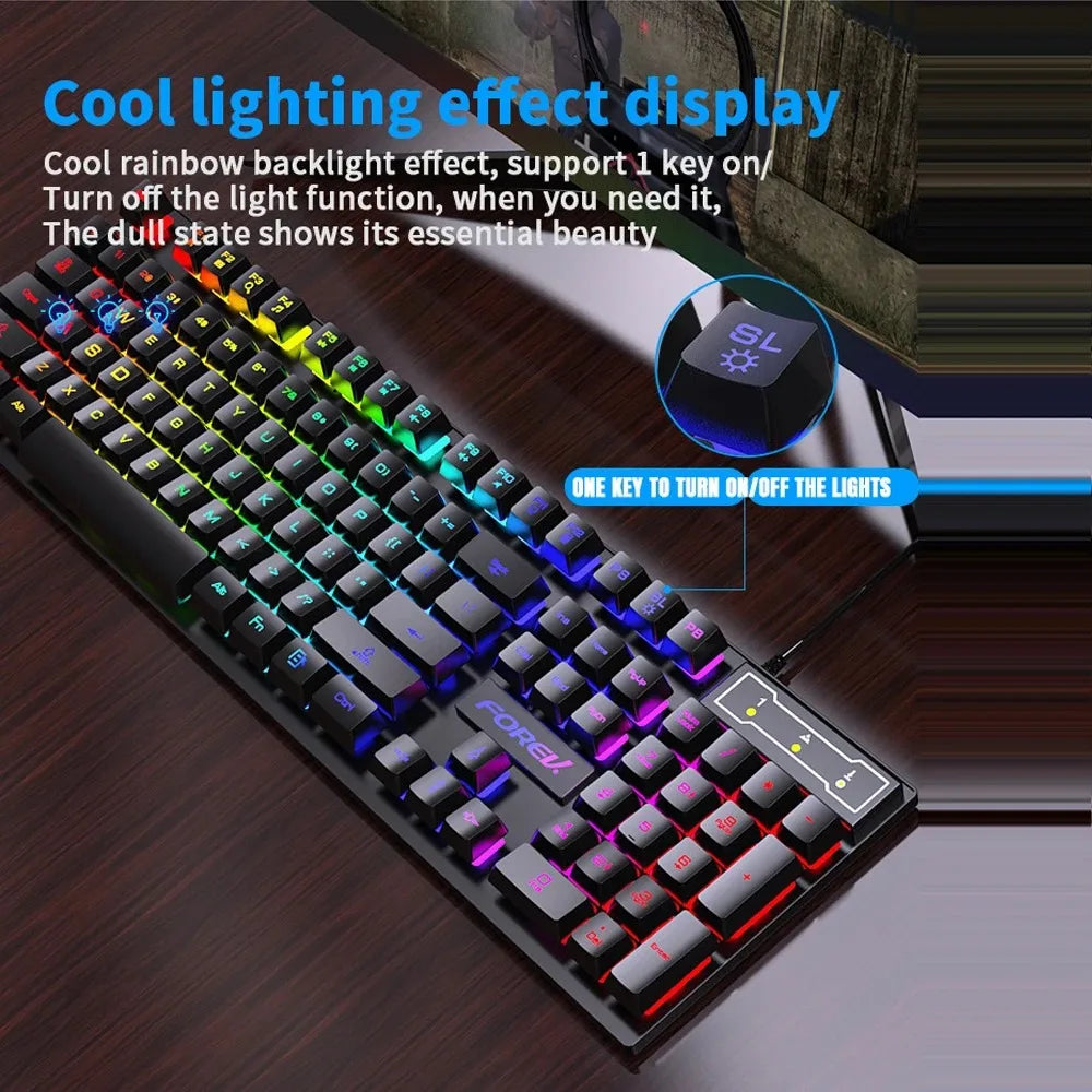 104 Keys USB Wired Keyboard RGB Mechanical Gaming Keyboard Ergonomic Esports Keyboard Computer Accessory for Laptop Macbook