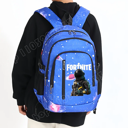 Fortnite Starry Sky Backpack Large Capacity Waterproof Laptop Bag Game Character Print Student Pack Boys and Girls Back to School Bag