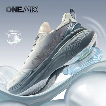 ONEMIX Nieuwe jogging- en hardloopschoenen voor dames en heren, lichte sneakers, wegschoenen, slijtvaste modieuze sportschoenen, fitnessschoenen
