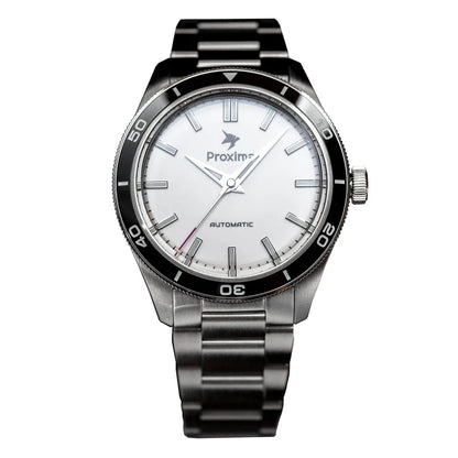 Proxima PX1697 39mm Men Watch White Enamel Dial Bubble Sapphire PT5000 SW200 Automatic Mechanical Vintage Watches 20Bar Luminous