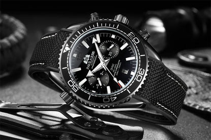 Classic Luxury Men Automatic Watch Multifunction Mechanical Wristwatch Rubber Strap Waterproof Week Date Watches Reloj Hombre