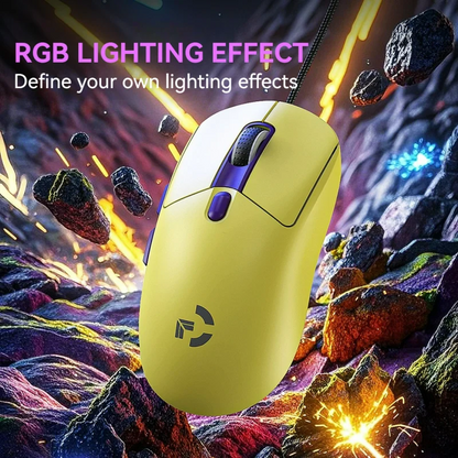 Mouse de gaming cu fir, 6 niveluri DPI ajustabile până la 12800DPI, cip Instant A825, iluminare RGB, programare macro, design ergonomic, mouse universal