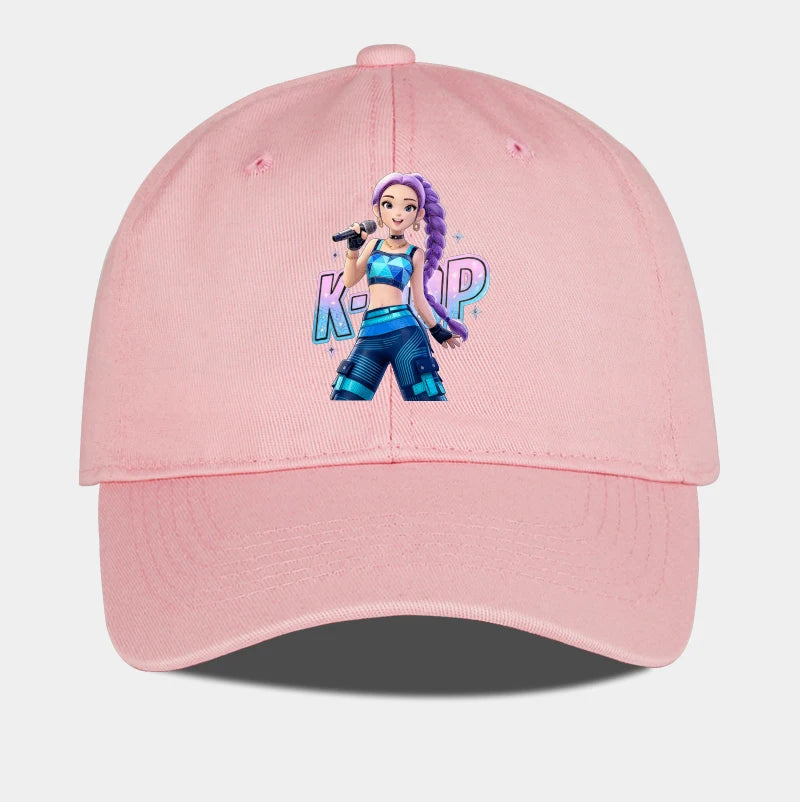 K-POP Purple Hair Idol Cartoon Print Baseball Cap Men Women Y2K Streetwear  Adjustable Dad Hat Sun Hat