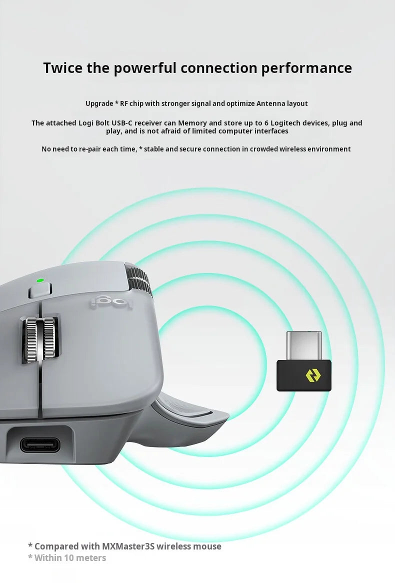 Ratón inalámbrico Bluetooth ergonómico Logitech MX Master 4 con retroalimentación háptica, anillo de acciones, MagSpeed, 8000 DPI y batería de 70 días