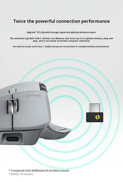 Ratón inalámbrico Bluetooth ergonómico Logitech MX Master 4 con retroalimentación háptica, anillo de acciones, MagSpeed, 8000 DPI y batería de 70 días