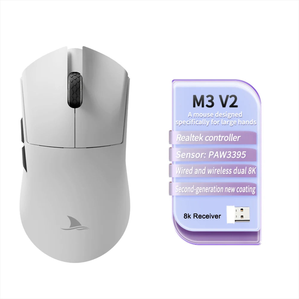 MOTOSPEED Darmoshark M3 V2 8K Gaming Mouse Bluetooth Wireless PAW3395 26,000 DPI Ultra-Light Gaming Mouse for PC, Laptop & Mac