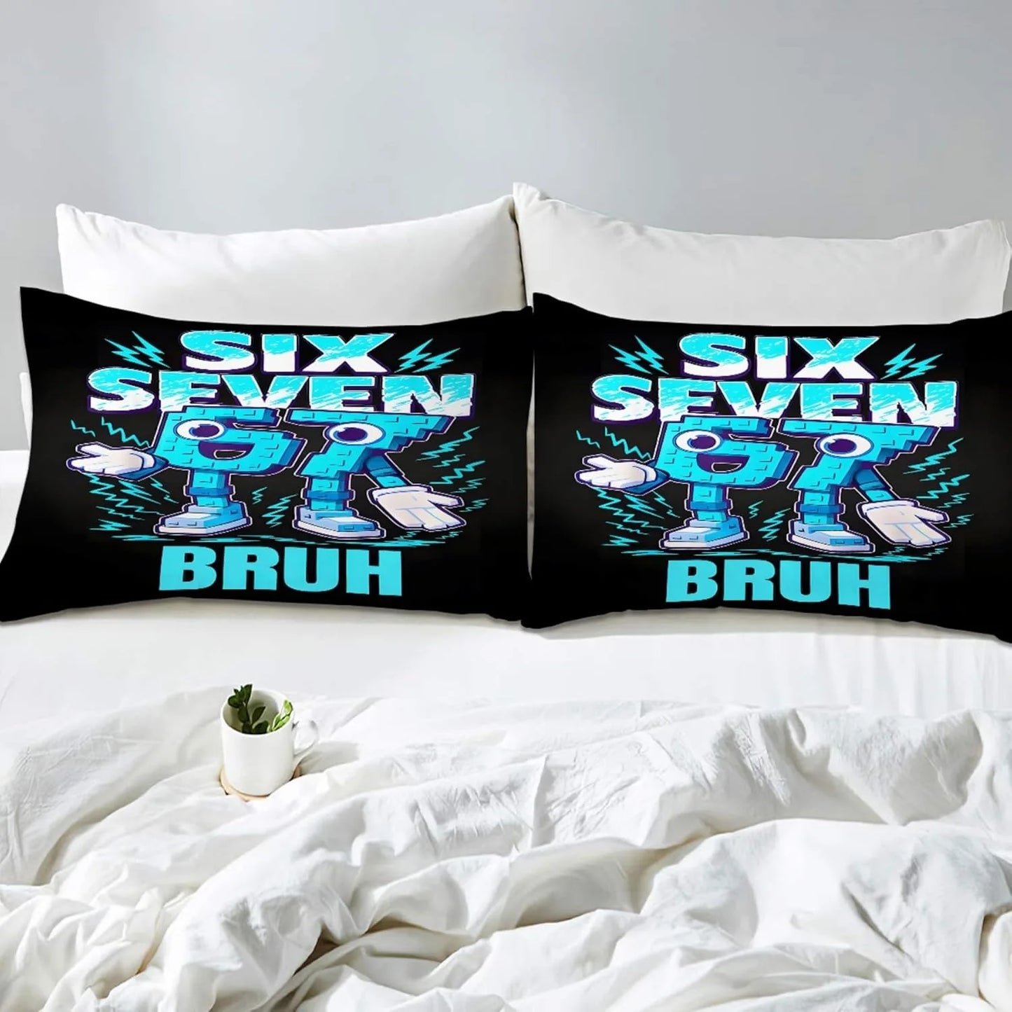 Cartoon Print Six Seven 67 Bedding Set 2/3pcs, Home Teen Adult Duvet Cover and Pillowcase, Gift for Boys and Girls