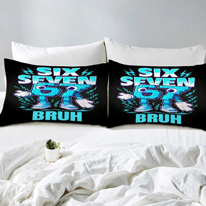 Cartoon Print Six Seven 67 Bedding Set 2/3pcs, Home Teen Adult Duvet Cover and Pillowcase, Gift for Boys and Girls