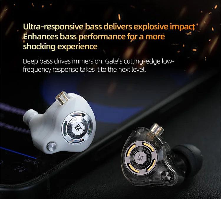Auriculares IEM Gaming KZ Gale – Monitor In-Ear HiFi con driver superlineal y cable desmontable de 2 pines chapado en plata