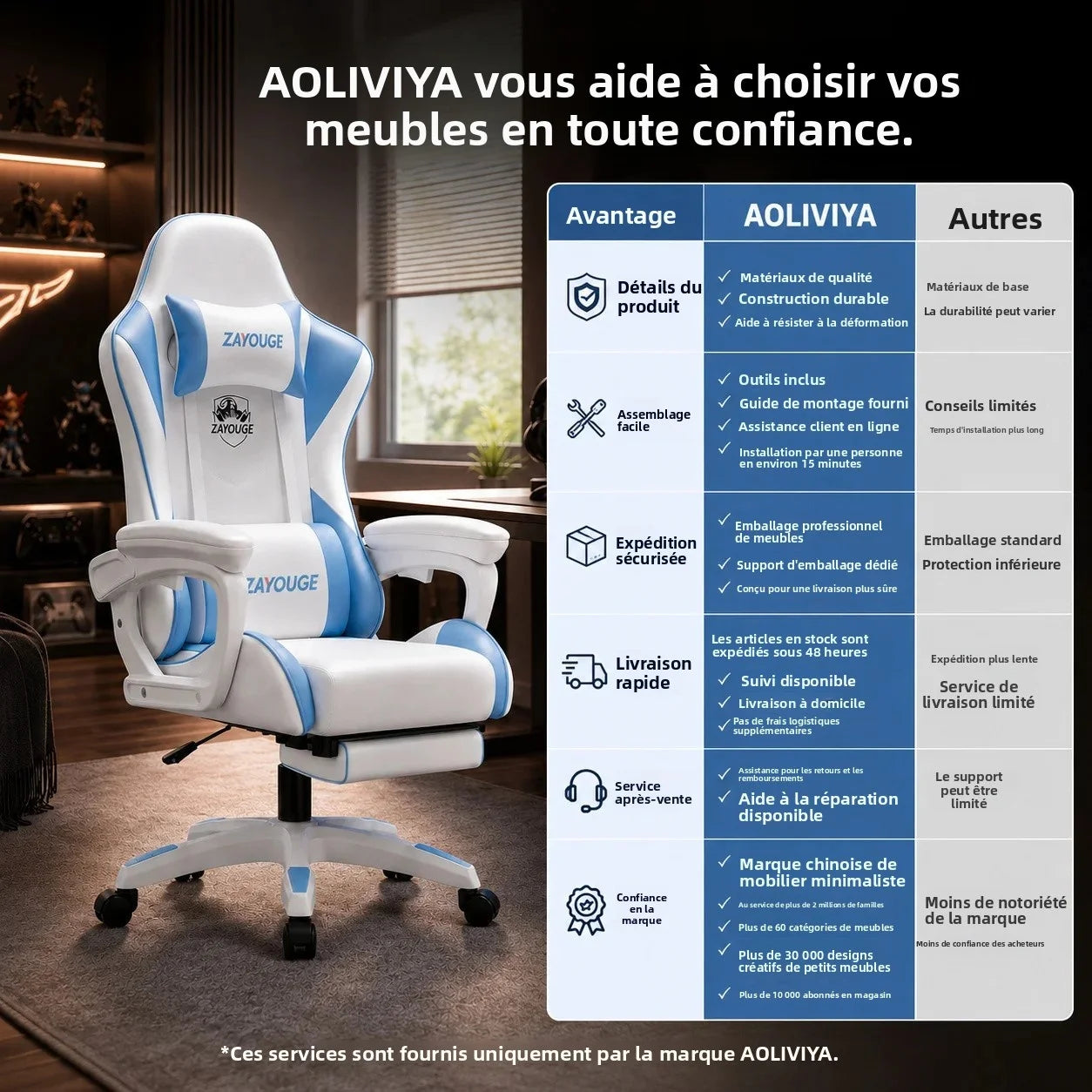 AOLIVIYA Gaming Reclining Office Chair Home Computer Rotating Lifting Backrest Internet Cafe E Sports Game Seat With Footrest