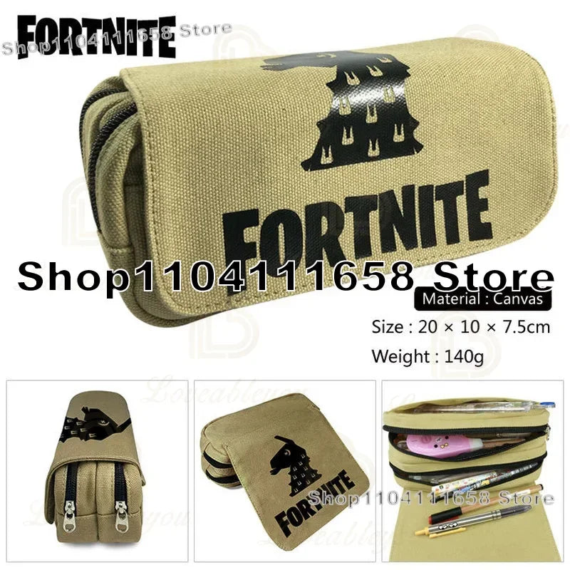 Fortnite Large Capacity Waterproof Velcro Pencil Case, Student Black Estuche Stationery School Pennenzak Supplies