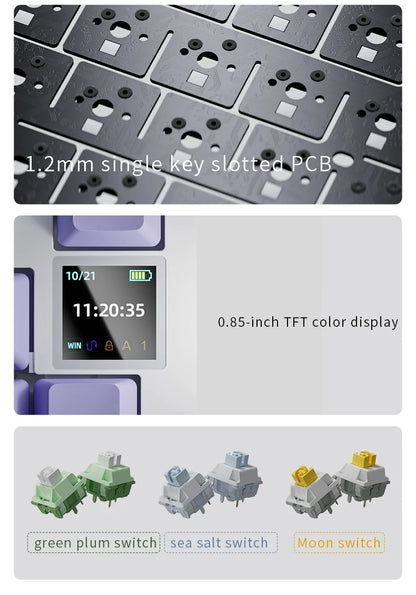 AJAZZ AK820 Pro Gaming Mechanical Keyboard 75% Wireless Bluetooth RGB Hot-Swappable Mechanical Keyboard with Volume Knob for PC, Mac & Laptop