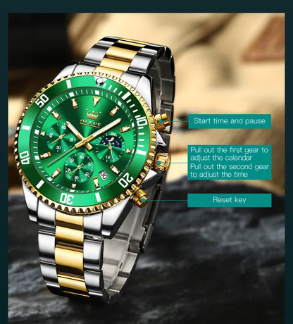 OLEVS Watch Men Top Brand Luxury Gold Quartz Military Watches Waterproof Date Luminous Stainless Steel Chronograph Clock Reloj