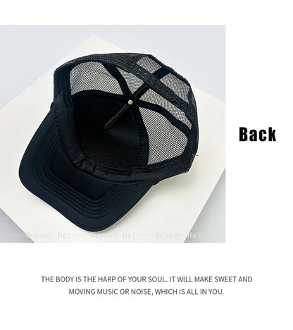 Printed Letters Wing Baseball Hats Hip Hop Breathable Color Block New Unisex Personal Sunshade Mesh Versatile Trucker Caps ins