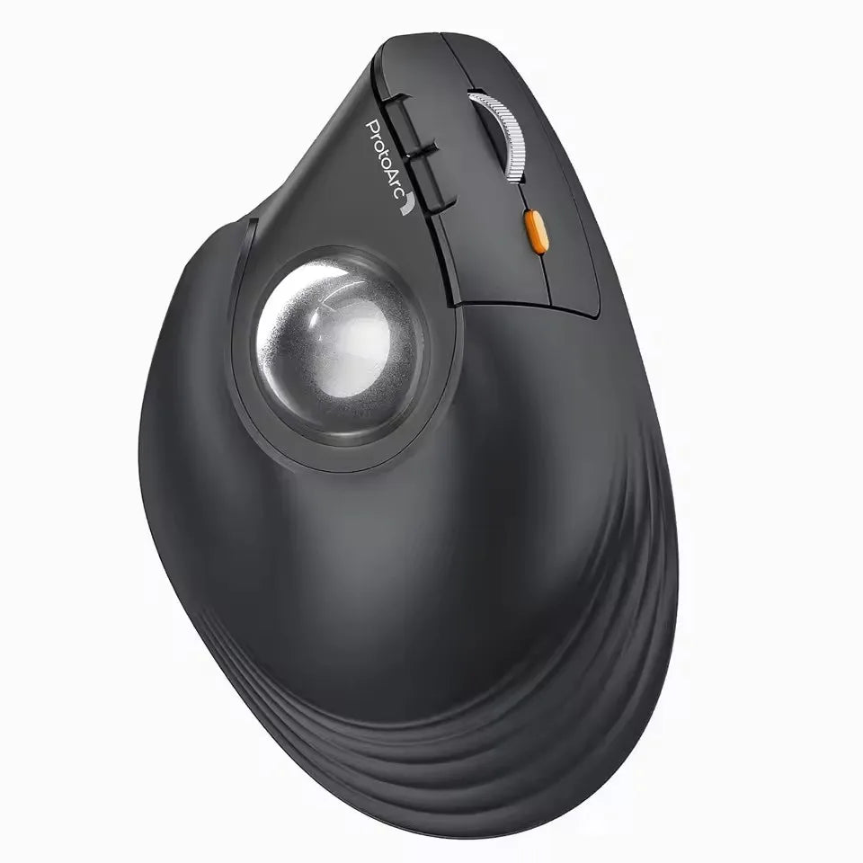 ProtoArc EM05NL Ratón trackball inalámbrico recargable Bluetooth ergonómico vertical con bola para ordenador, iPad, Mac y Windows