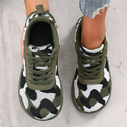 Camouflage Women's Shoes Wide Toe Breathable Mesh Comfortable Flat Bottom Barefoot Shoes New Soft Sole Men's Sneakers